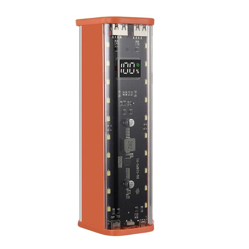 Самодельный ящик для хранения аккумуляторов 18650, USB C PD Быстрая зарядка Источники питания Самодельный корпус с ЖК-индикатором Светодиодное освещение
