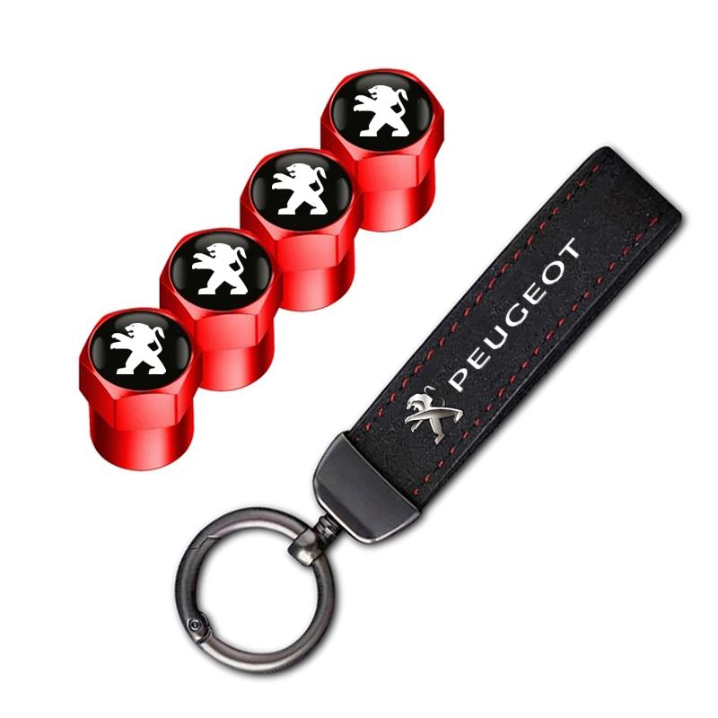 Car Tire Valve Caps Cover/Car Keychain Badge Key Ring For Peugeot 2008 208 308 508 4008 408 3008 307 207 107 607 106 406 407