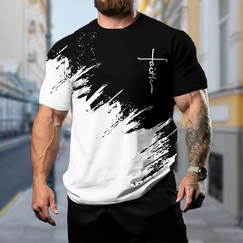 Новая летняя мужская модная футболка с принтом кисти, мужская футболка, топ