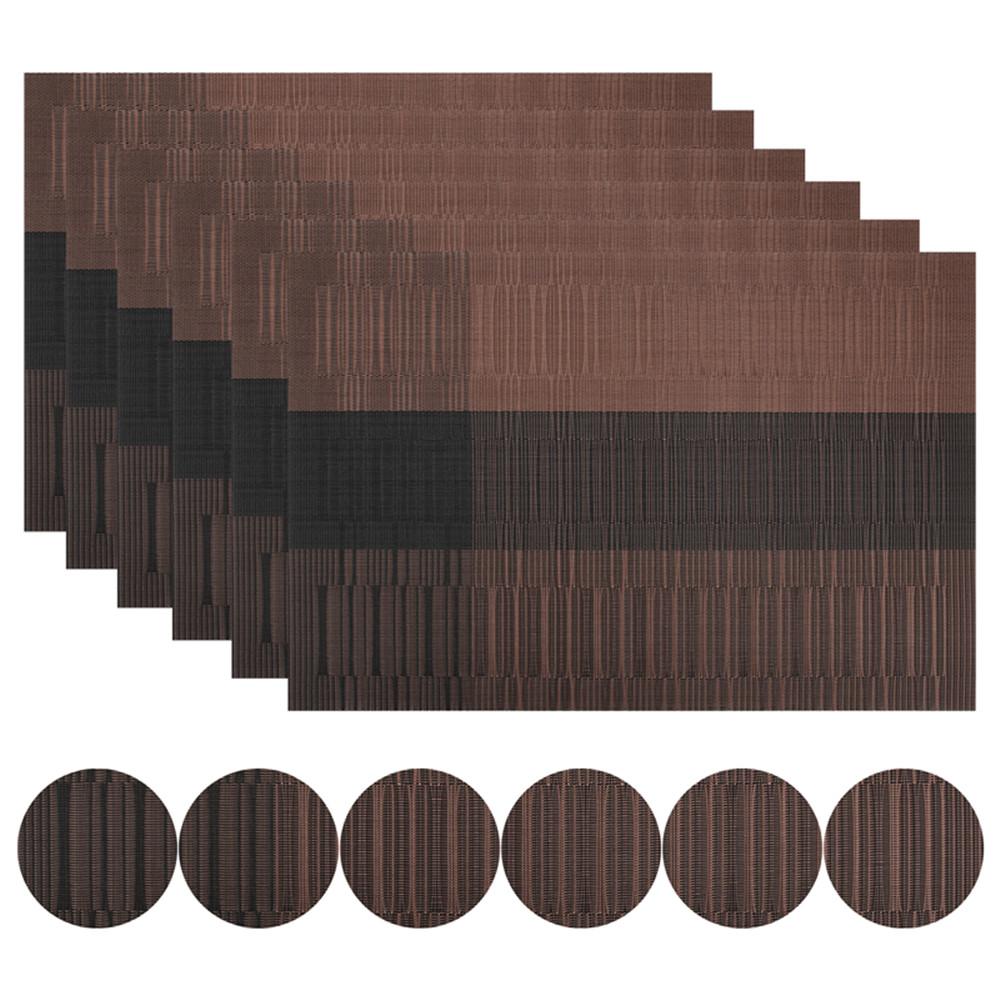 Набор из 6 подставок под приборы с подставками, черные подставки под стол, переплетенные виниловые, нескользящие, моющиеся, для обеденного стола, кухни, ресторана