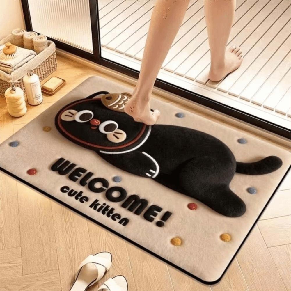 Non-Slip Backing Cartoon Floor Mat Water Absorbent Area Rug 3D Plush Animal Doormat  Bathroom Rug