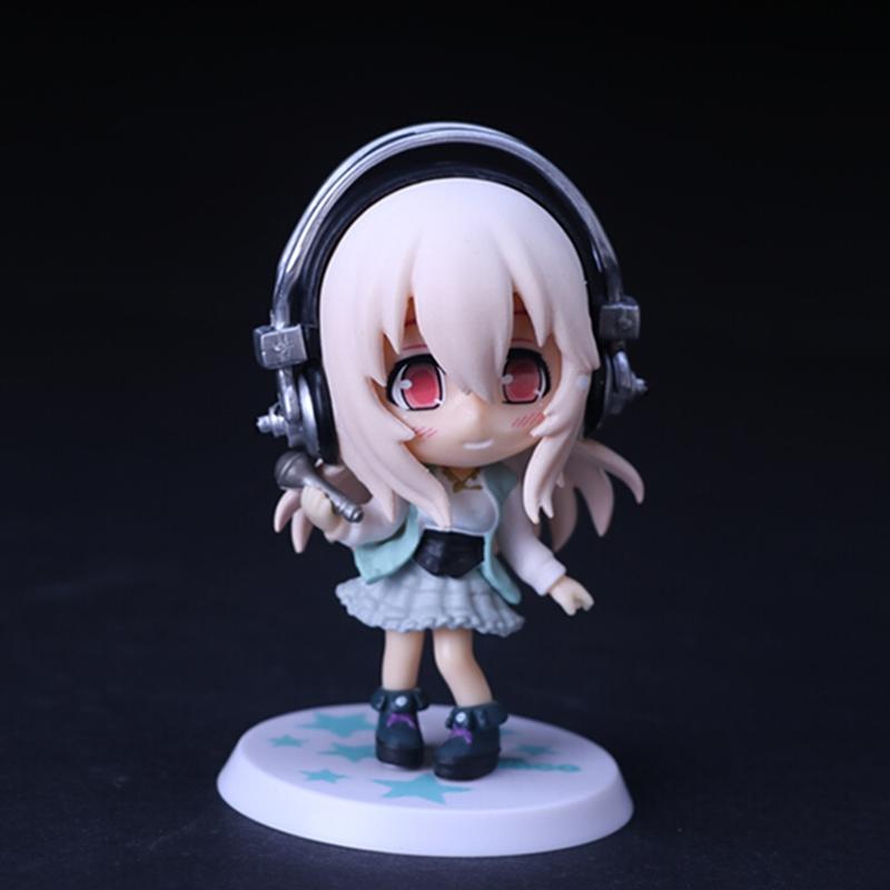 10 см Аниме Фигурка Super Sonico Рабочий Купальник Костюм Шасси Q Версия Модель Куклы Игрушка Подарок Коллекционная В Коробке Украшение ПВХ Ткань