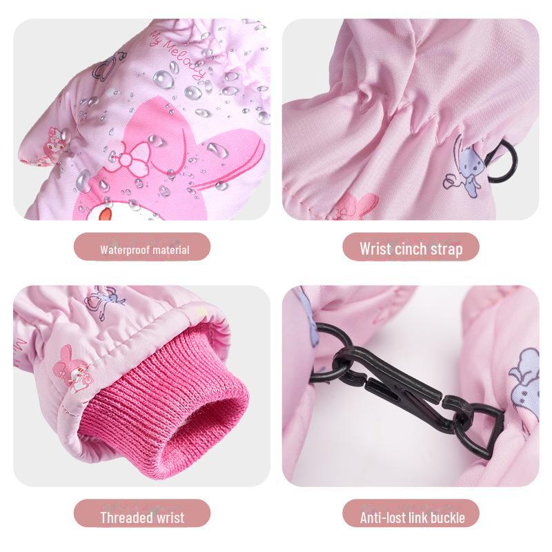 Бархатные лыжные перчатки: Нескользящие, теплые и толстые для детей 2-5 лет