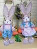 2pcs 35cm Swing Straw Bunnies Cute Exquisite Lifelike Straw Bunny Decorations for Home Garden Yard Blue Checkered Type