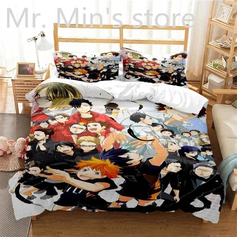 3D Pirnted Volleyball Haikyuu Duvet Cover Set Cartoon Kids Boys Bedding Set Bedclothes Girls Teens Quilt Cover Bed Linen Set