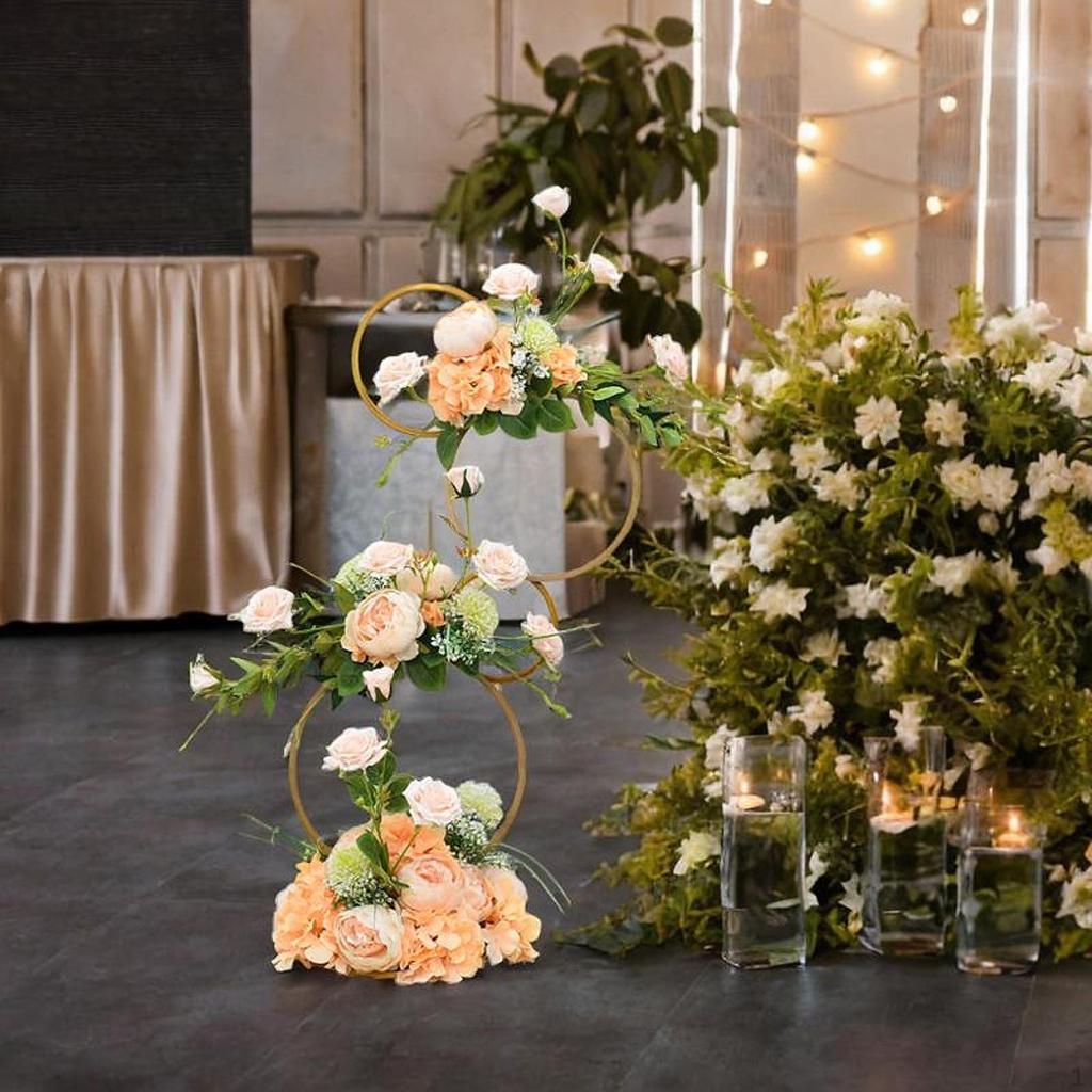 Металлическая цветочная рамка круглая подставка-обруч для свадебного фотофона с цветочным дисплеем