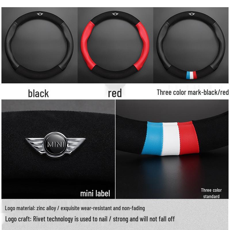 Mini Cooper Countryman Clubman Genuine Leather Steering Wheel Cover - Universal Fit for All Seasons.