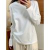 Heavy Pure Cotton Bottoming Shirt Women's Spring Simple Loose Long-sleeved Shirt with Casual Basic White Top