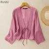 Женская повседневная свободная блузка-кардиган кимоно с длинным рукавом