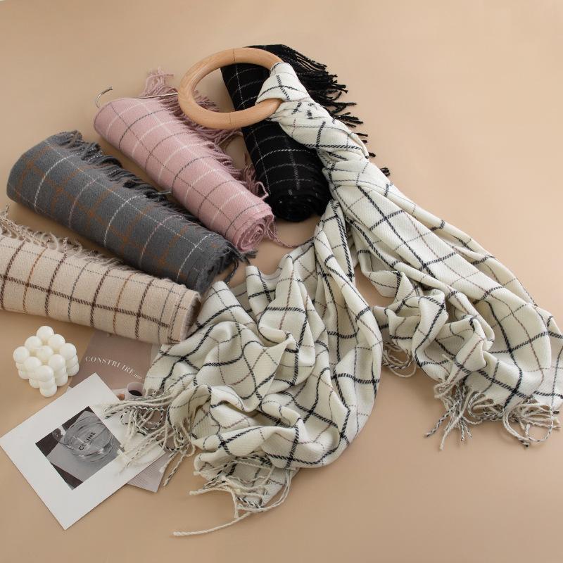 Maillard Scarf Women's Winter New Korean Style High End Retro Versatile Plaid Warm Couple Scarf