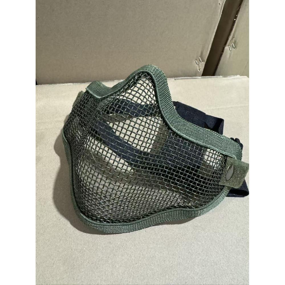 V1 Double‑Strap Steel Wire Half Face Mask, Camo Tactical Protective Mask for CS Airsoft Wargame Training
