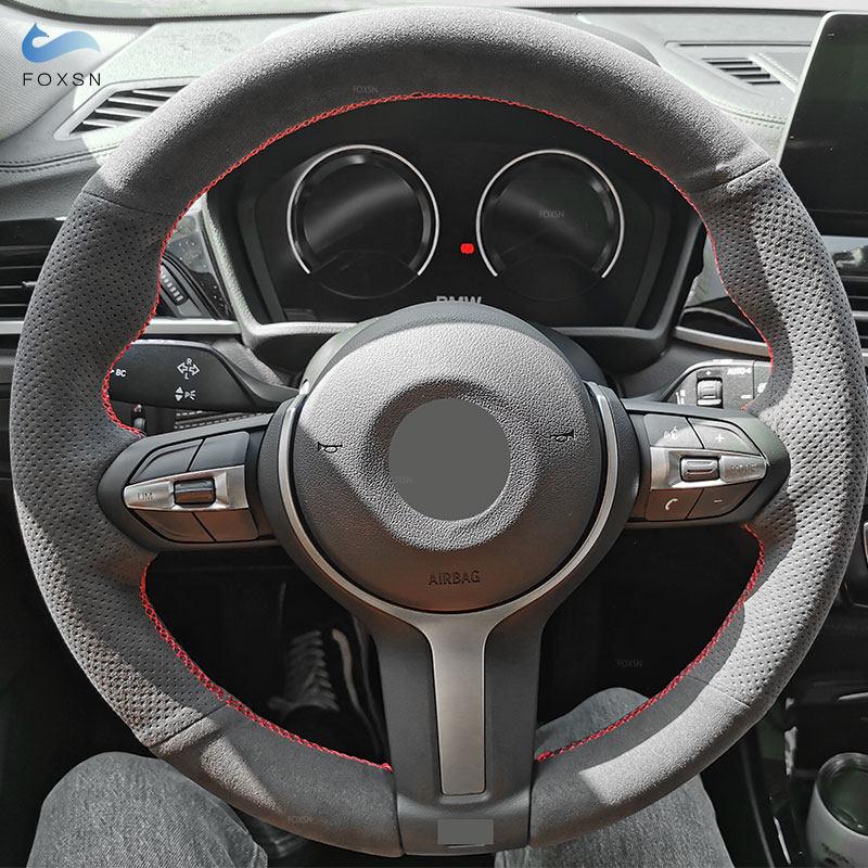 Car Steering Wheel Suede Perforated Leather Cover Trim For BMW M Sport F30 F32 F34 F36 F20 F45 F10 F12 F48 F25 F26 F15 F16