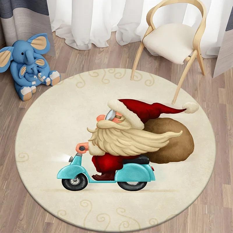 Санта-круглый ковер для дома, гостиной, спальни, коврик для кухни, ванной комнаты, коврик, милое украшение для детской комнаты