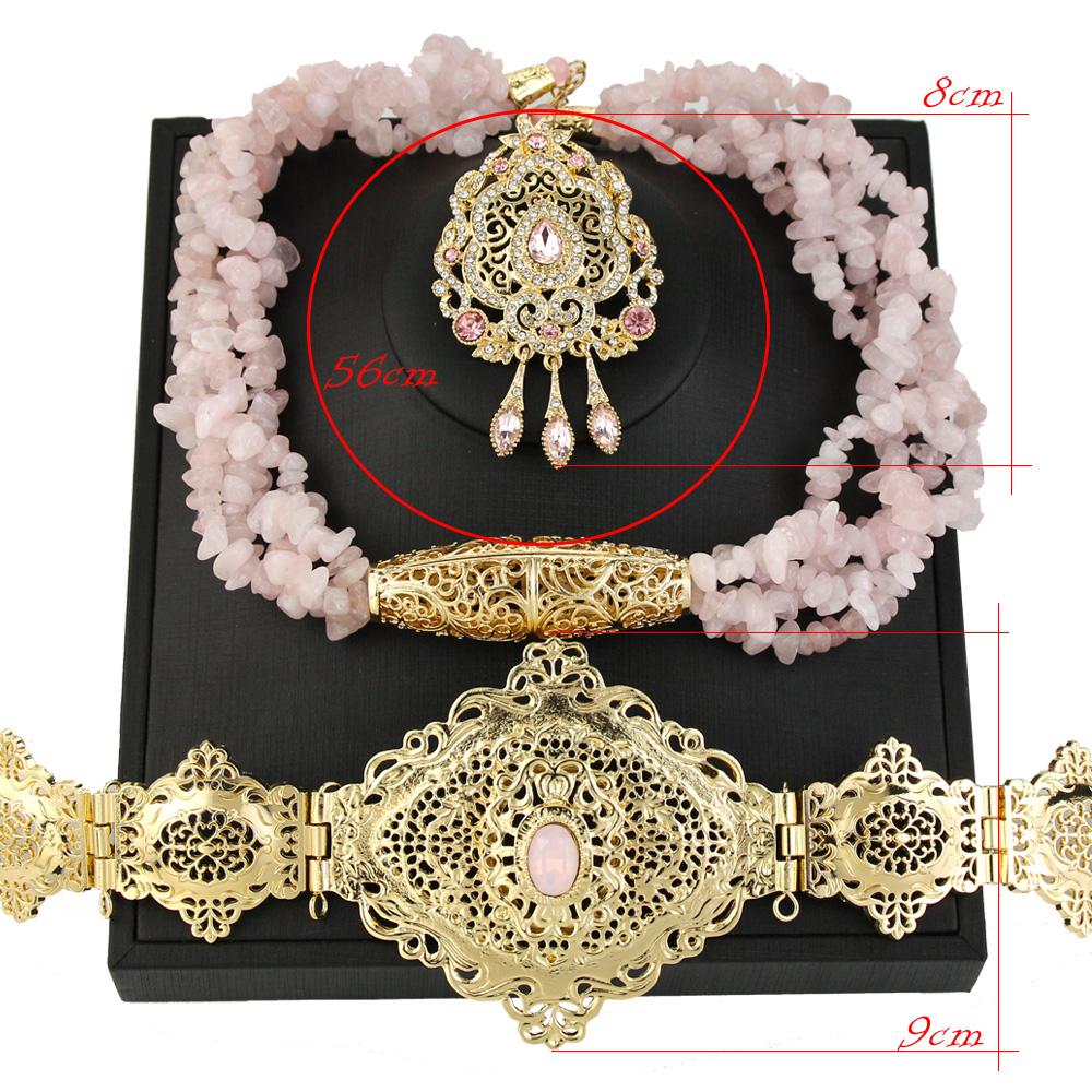 Шикарные ювелирные наборы из розового камня, металлический пояс, колье, ожерелье, брошь, свадебные украшения для невесты