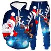 Christmas Santa Claus 3D Cartoon Print Tracksuit Set Man Woman Hoodies+Pants 2pcs Sets Fashion Sportwear Kids Pullover Clothing