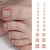 24pcs Foot Nails Tips Toe Nails Square Fake Toenails Gold French Edge Full Cover