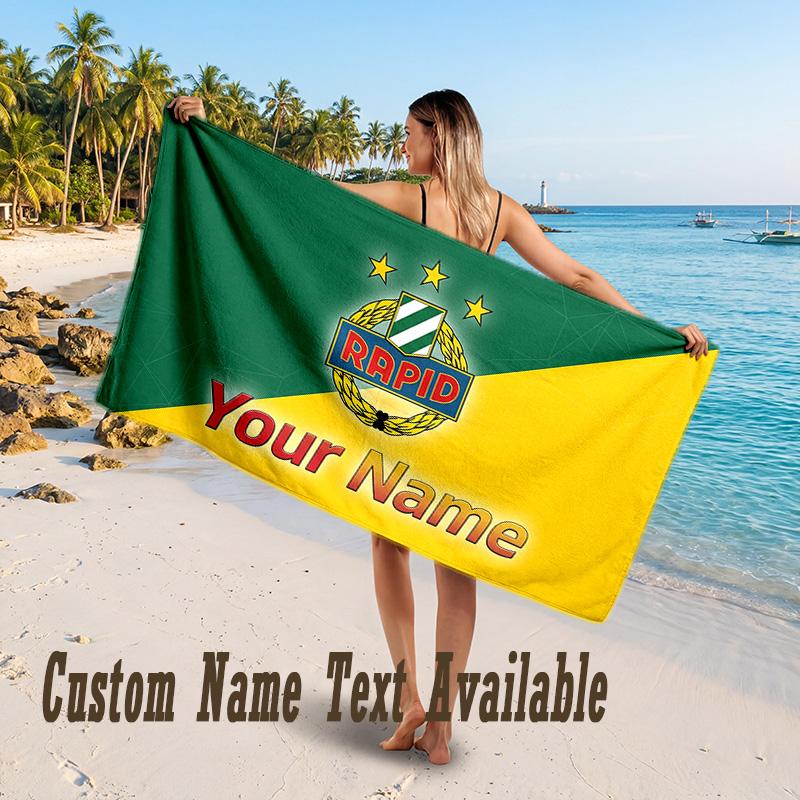 Rapid Wien FC Design Beach Towel Custom Text Large Towel for Beach Vacation