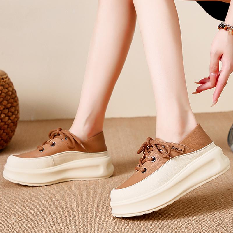 Platform Women Sneakers Flats Leather Running Sport Shoes Designer Lace Up Autumn Casual Shoes Trend Walking Lady Zapatos