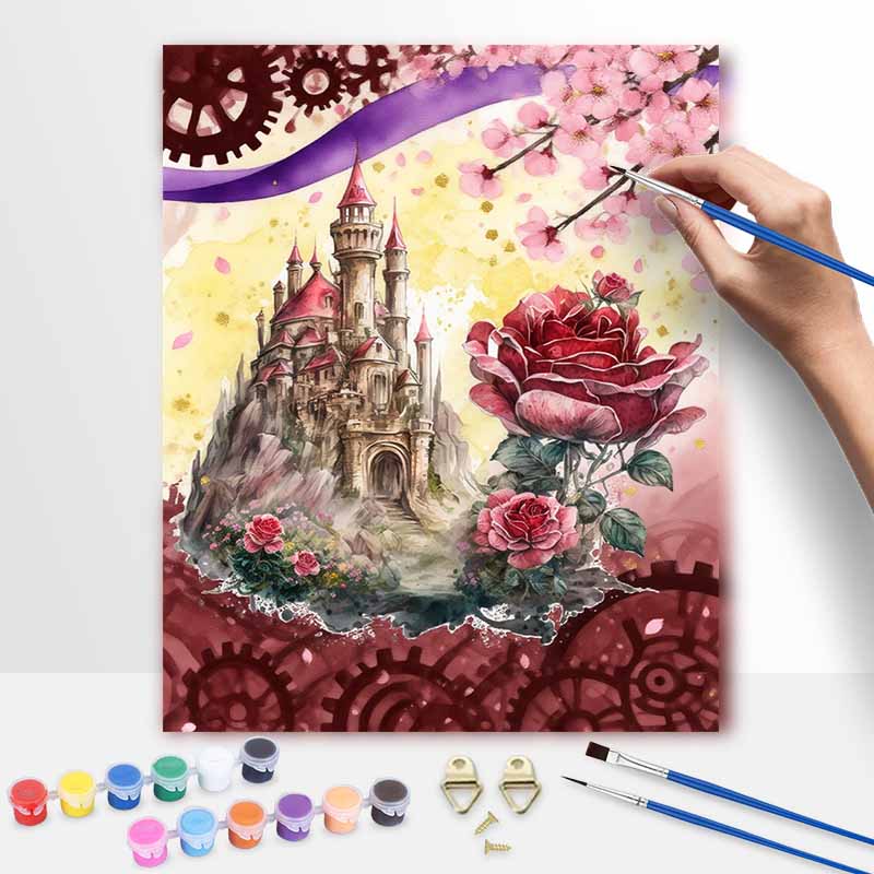 Disney Масляная живопись картина искусство ручная роспись набор для рисования ручной работы замок роза цветочный домашний декор подарок на день рождения