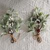 Artificial Mistletoe Branch Christmas Hanging Faux Mistletoe Ornament with Bow Glitter Leaves
