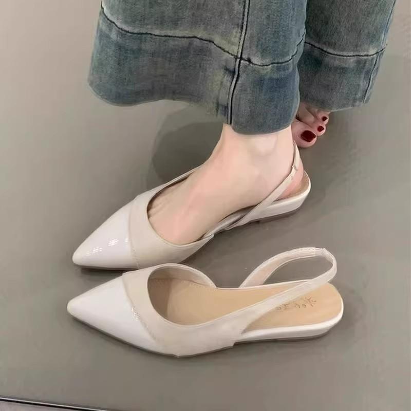 Inner heightening splicing bag head sandals summer new foreign style gentle and versatile pointed head shallow mouth rear strap sandals