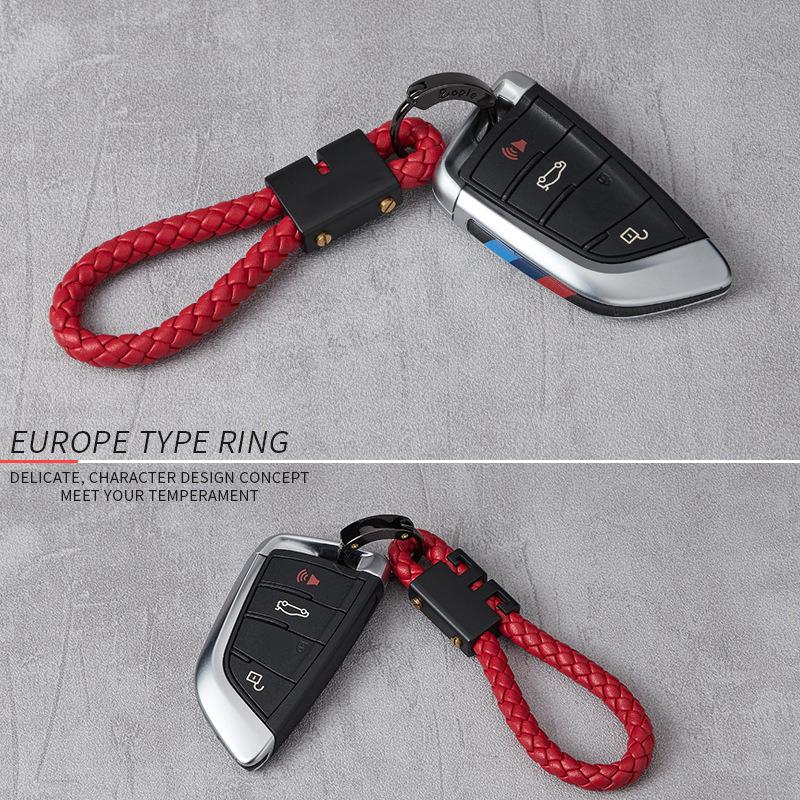 Fashion Leather Braided Rope Keychain Keyring Car Accessory For BMW Series X1 X3 X4 X6 E90 E91 I3 I4 F30 F48 F30 F10 E30 E34 F02 jbdf70