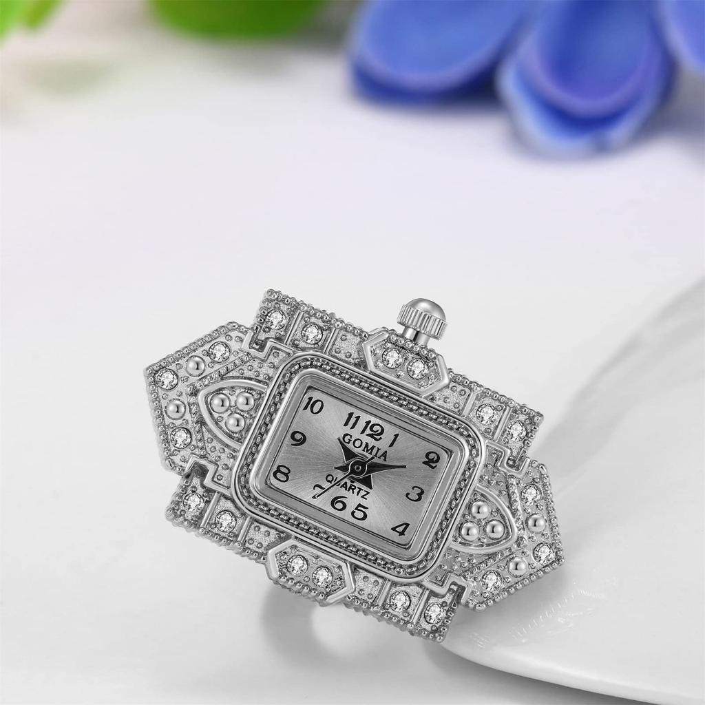 Кольцо-часы бесплатно 3ATM квадратное кольцо кольцо цифровой модный аксессуар женский, размер, водонепроницаемый, часы, часы, аналоговый, милый, серебристый, белый, женский