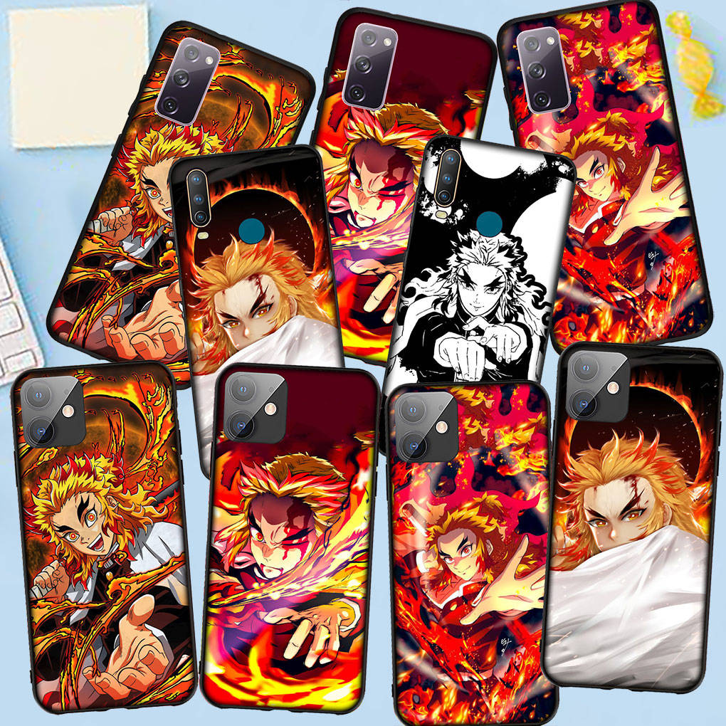 Чехол для телефона для Samsung Galaxy S25 S24 S23 iPhone 16 15 Xiaomi Redmi Note 14 13 12 16E 11 Pro Max OPPO Moto Huawei Demon Slayer Rengoku Kyoujurou Чехол