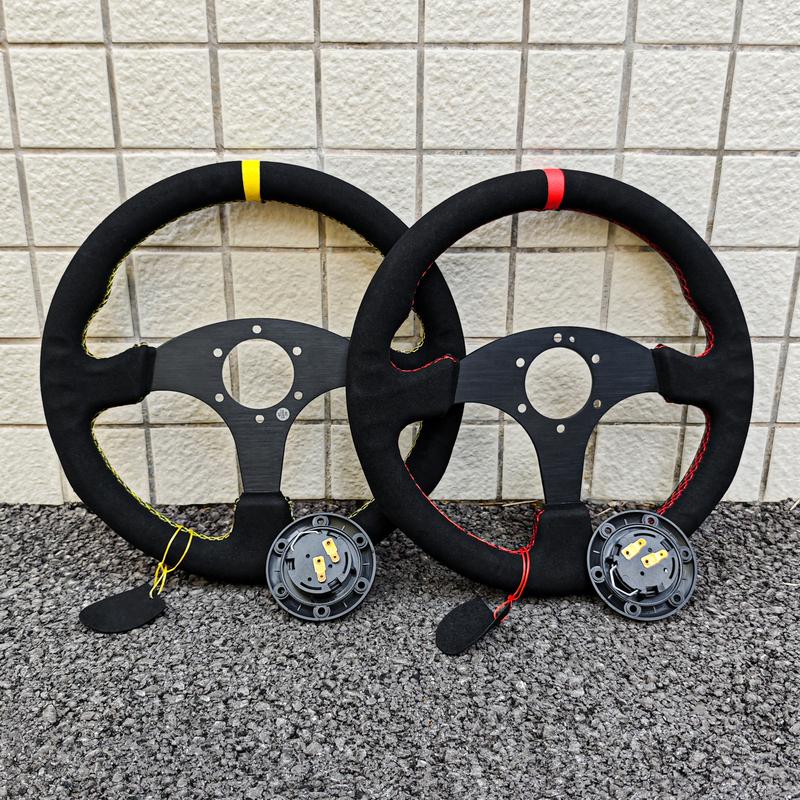 13inch Suede Leather Sim Race Steering Wheel JDM Rally Racing Sports Steering Wheel