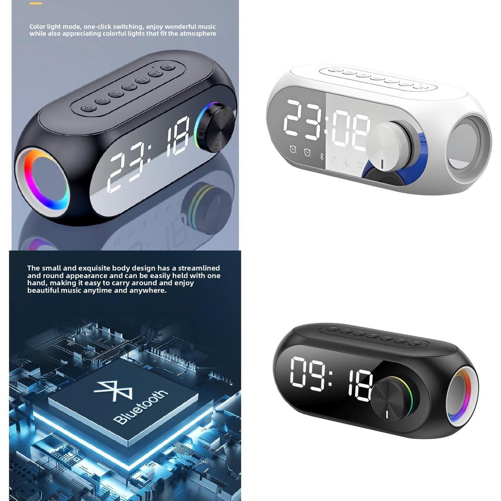 Портативная Bluetooth-колонка-часы RGB с басами и FM-радио для дома, улицы, фитнеса