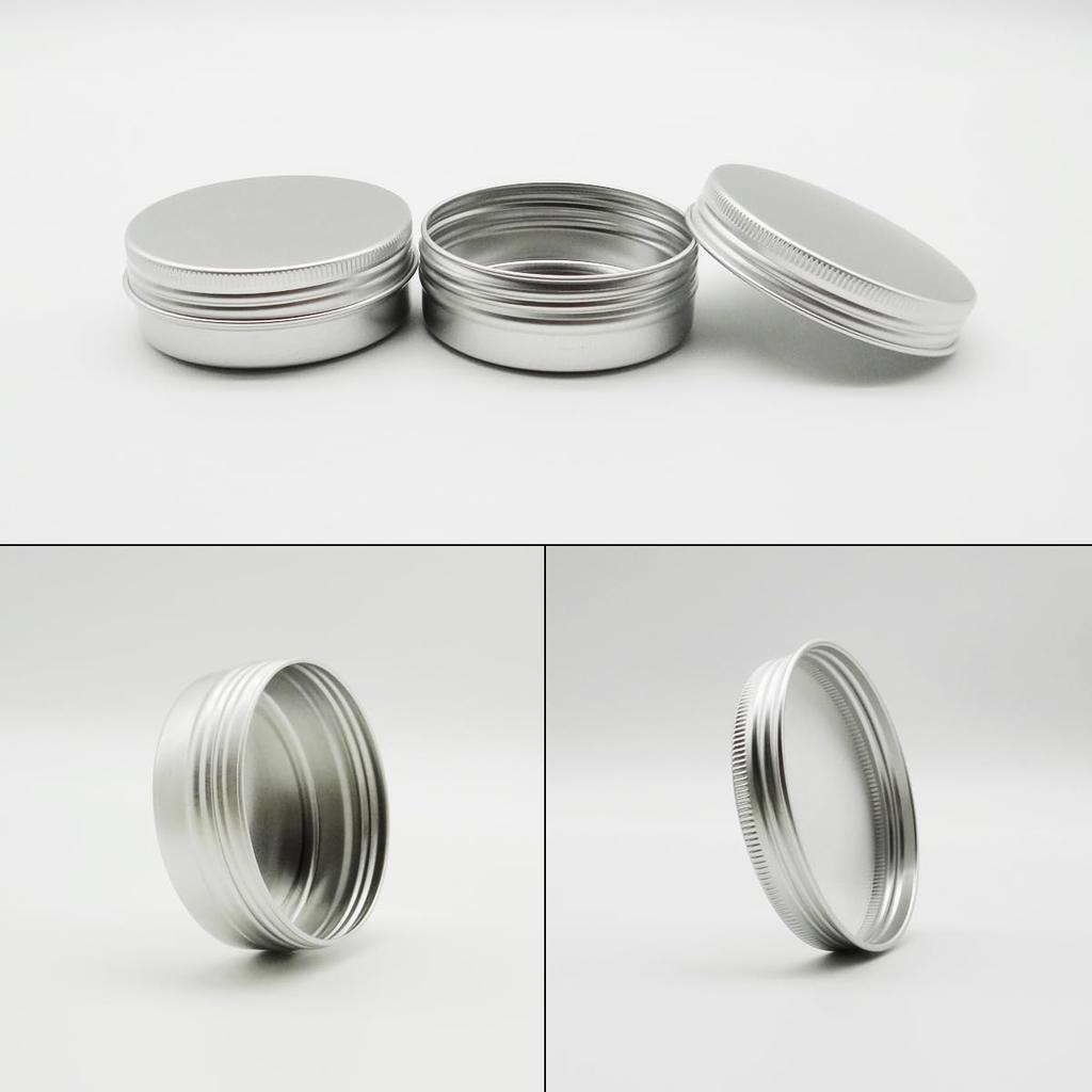 Wopanxye 10 Pack 2oz Silver Aluminum Tin Cosmetic Cream Eyeshadow Ointment Lip Gloss Tea Candle Refillable Container Jars for Paint Aluminum Tin