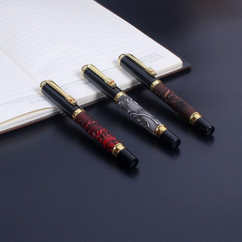 Роскошная шариковая ручка с золотистым зажимом в форме китайского дракона и резным корпусом