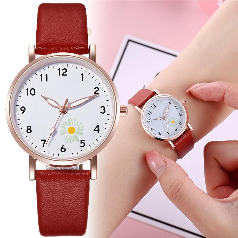 Popular Watch Gift Wristwatch Popular Women Watches Quartz Daisy High Quality Luminous Fashion Korean Girls PU Leather Casual