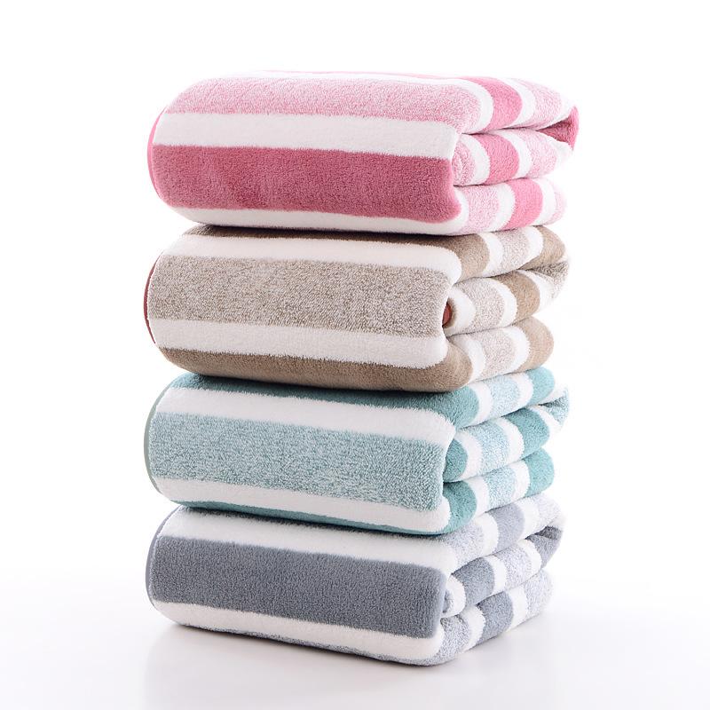 Абсорбирующее Быстросохнущее Полотенце из Кораллового Флиса - Мягкое, Безворсовое, Полосатое, для Умывания Лица, Купания, Бытового Использования