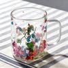 Кружка кофейная стеклянная с двойными стенками Yousheng с ручкой, разноцветный лепестковый дизайн, тамблер, креативная термокружка для горячих и холодных напитков, капучино, латте