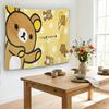 Гобелен R-Rilakkuma в горошек, Милый Кавайный медведь для подвешивания на стену, Мягкий желтый эстетичный декор для спальни и общежития, Подарок для фаната аниме