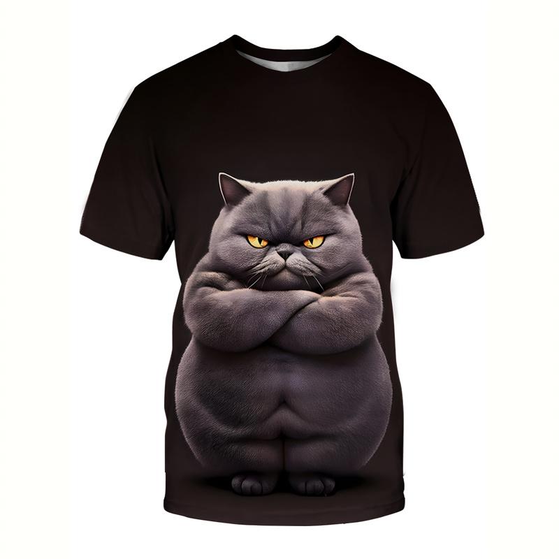 Смешные Кошки 3D Печать Футболка Мужская Животные Питомцы Кошка Летняя С Круглым Вырезом Топы Уличная Одежда Короткий Рукав