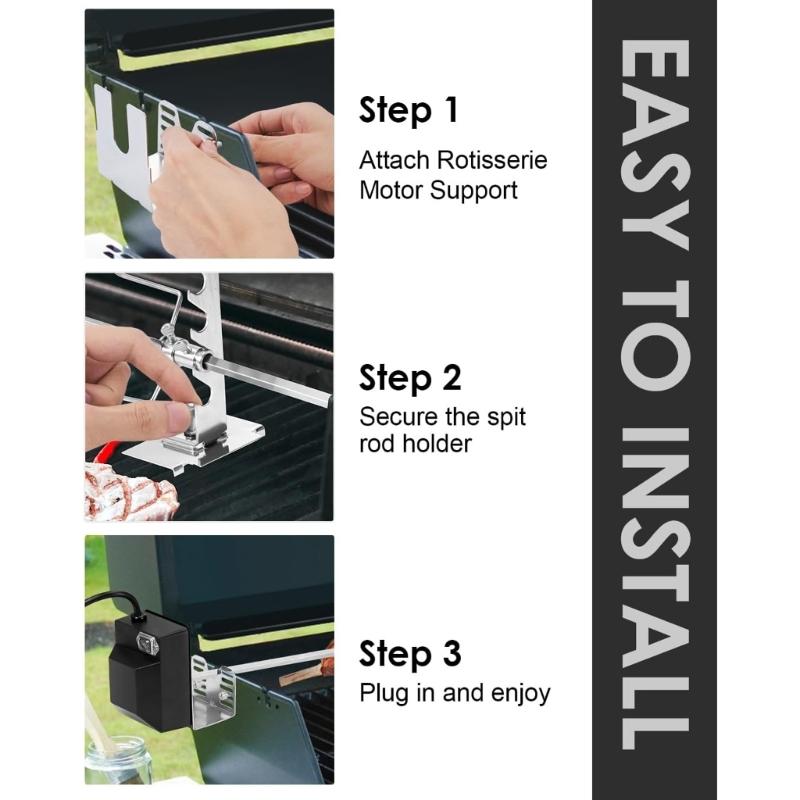 Высокопроизводительный электрический набор для вертела для домашнего гриля с мотором 120 В обеспечивает равномерное приготовление мяса каждый раз