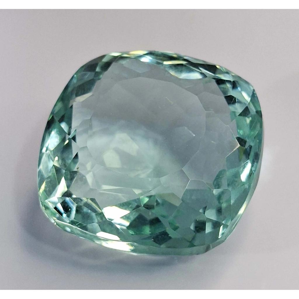 88-90 Ct Lab Created Sea Green Topaz Cushion Cut Stunning Certified Gemstone