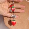 Acrylic Strawberry Keychain Pendant Bag Hanging Car Keyring Strawberry Beads Phone Chain  Gifts