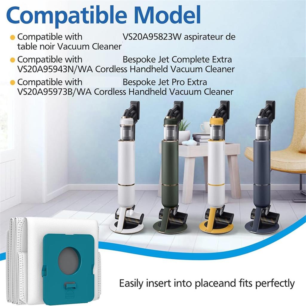 8 мешков для пыли VCA-ADB952, совместимых с ручным пылесосом Samsung Bespoke Jet Pro Extra/Complete Extra