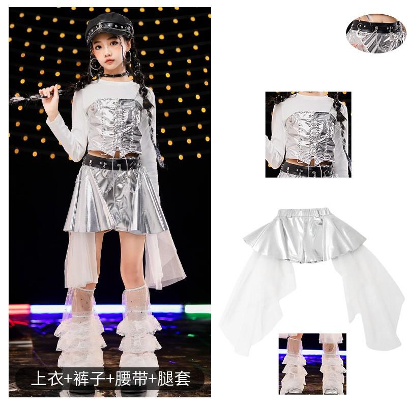 Girls Jazz Dance Costume Kids Hip Hop Performance Skirt Set Stage Dancewear