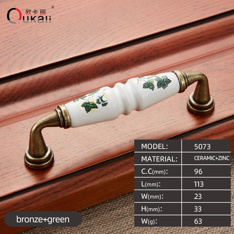 Oukali Vintage Rural Ceramic Drawer Cupboard Door Furniture Handles Cabinet Handles and Knobs Dresser Kitchen Pull