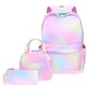 Rainbow Backpack Set 3-in-1 Kids School Bag Water Resistant Laptop Backpack Lunch Bag Pencil Case Gift for Teen Girls Womens