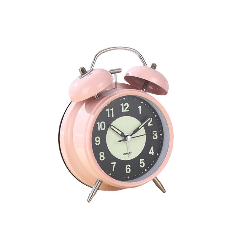 1 inch 1 inch metal bell alarm clock luminous silent small alarm clock big bell bedside desktop small clock