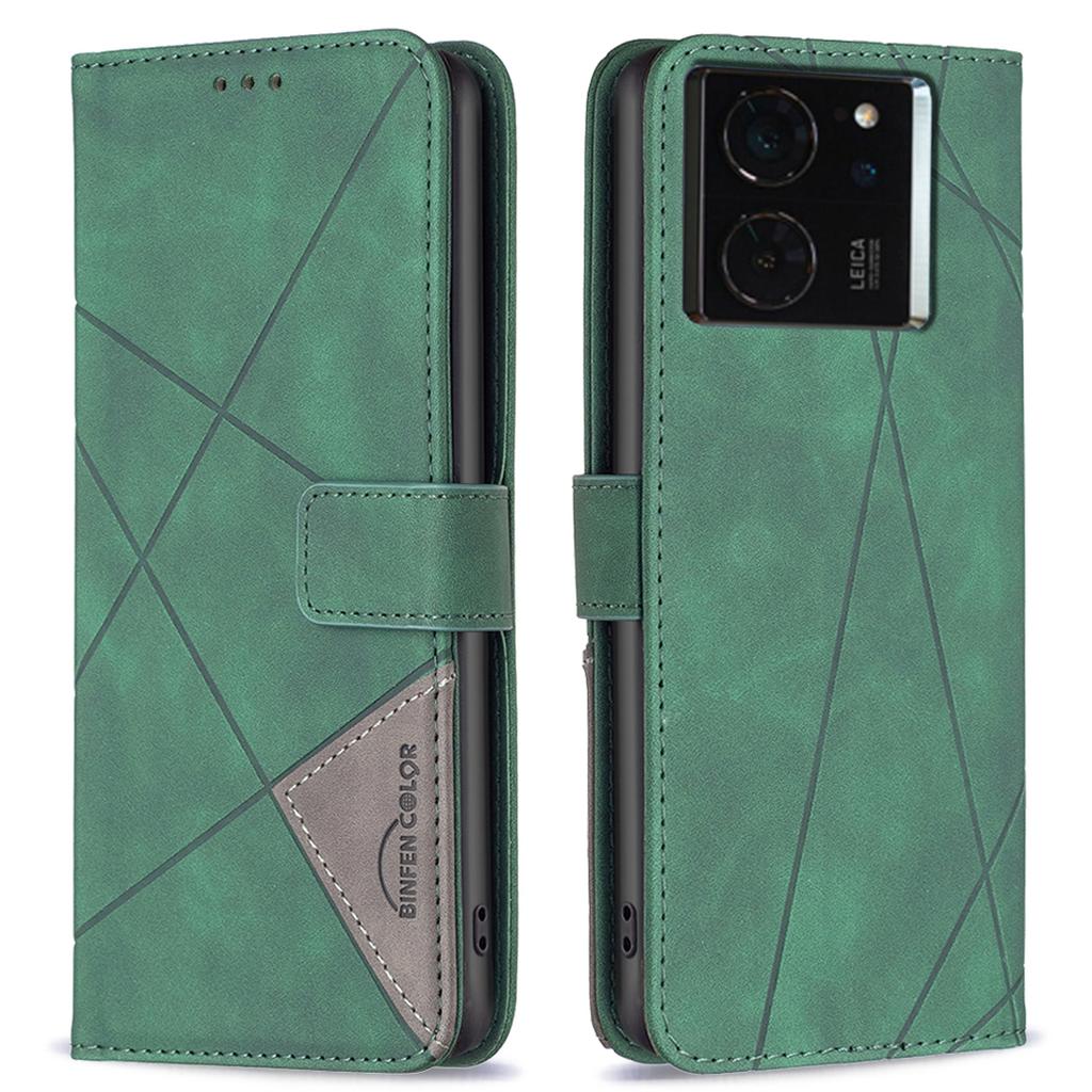 BINFEN COLOR Чехлы для телефона Xiaomi 14T Кошелек Подставка Геометрический тисненый кожаный чехол