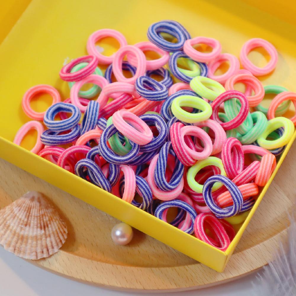 100PCS Candy Colors Cute Girls Elastic Hair Ties Baby Small Hairbands Soft Cotton Ponytail Holder Headbands Hair Accessoires