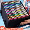 18/24/30/40 Colors Markers with Dual Tip for Drawing Coloring Sketch Marker Drawing Comic Design