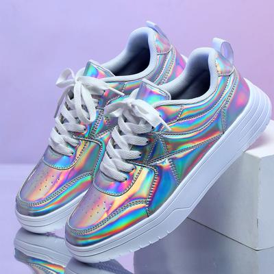 Женские теннисные кроссовки Весна Осень Спортивная обувь на платформе Мода Комфорт Красочные Повседневные Академический стиль Маленькие белые туфли Женские