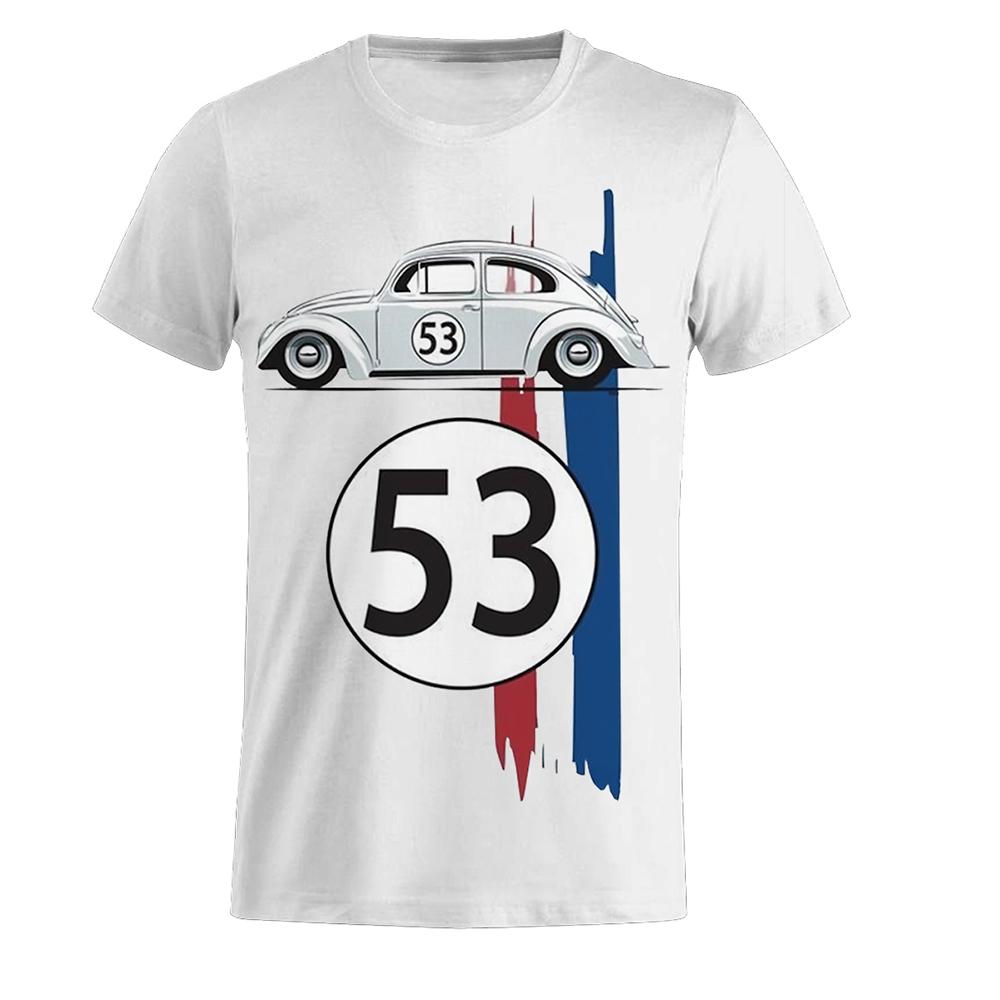 Summer Beetle 53 Number T Shirt Men Car Short Sleeve Simple Herbie Tees Tshirts Rally Car Male Black Printed 3D T Shirt
